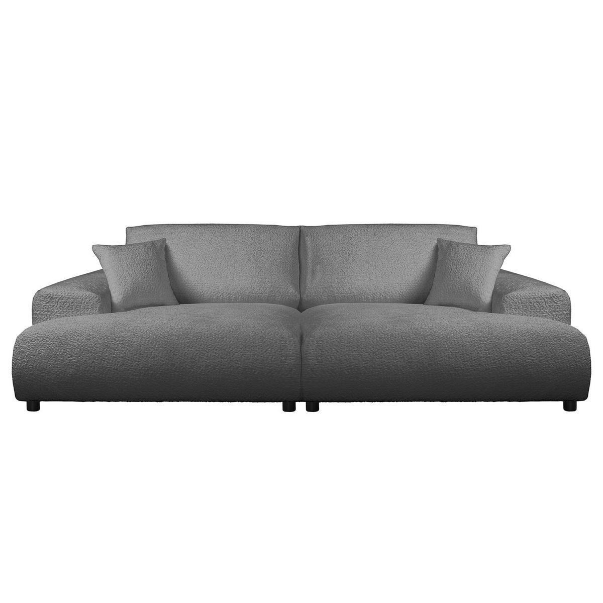 BIGSOFA - Silberfarben/Schwarz, Kunststoff/Textil (237/79/144cm) - home24