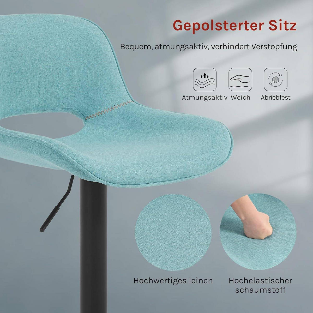 BARHOCKER höhenverstellbar, aus Metall - Blau, Textil/Metall (49/106/49cm) - Woltu