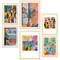 POSTER Set Mit 6 Dekoratives Matisse-Blatt A3 & A4 Rahmen Aus Hellem Holz - Beige, Papier (29/3cm) - Nacnic