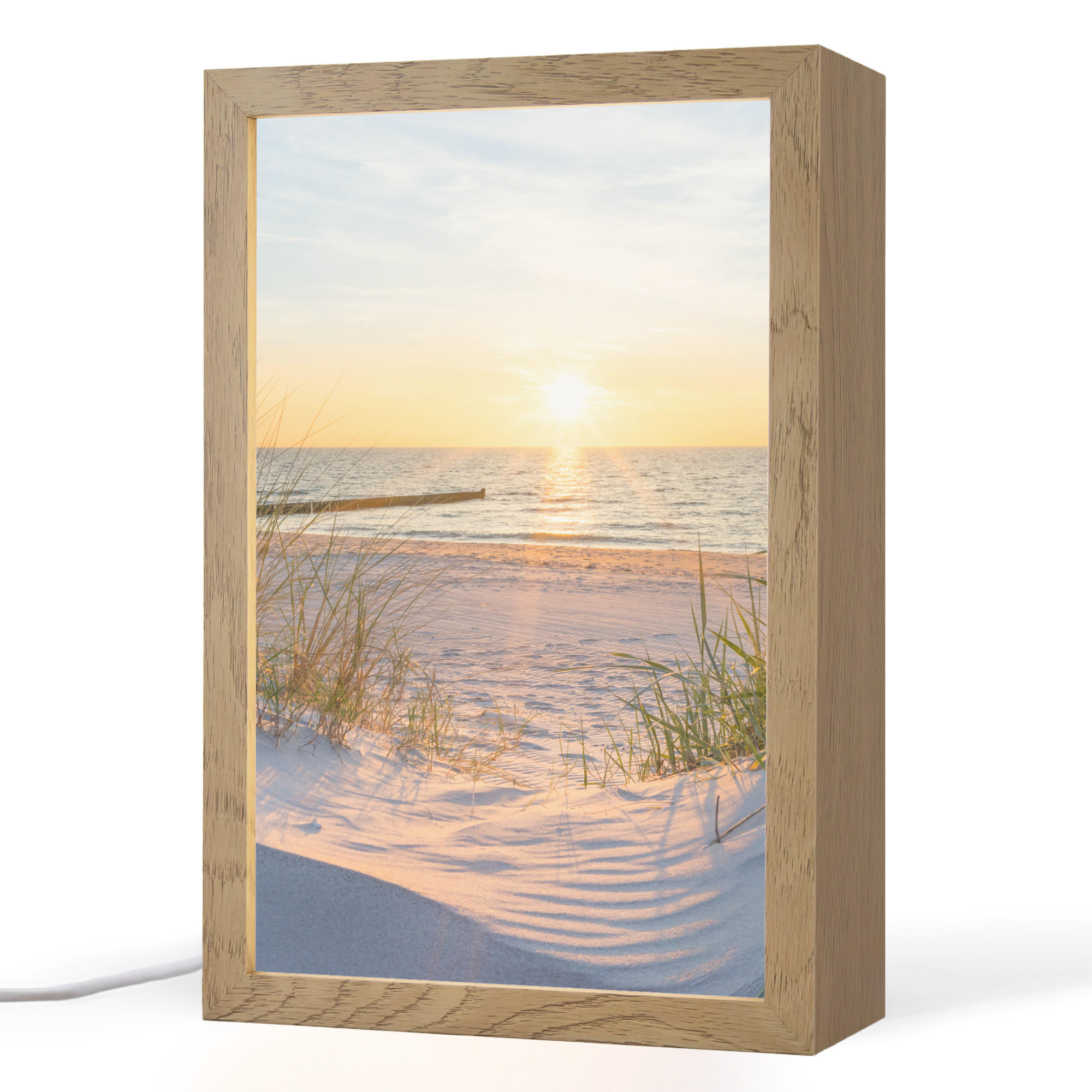 OnlyWow STOLNÍ LAMPA Pláž - Slunce - Duna - Tráva - Písek - Horizont 20x30 cm