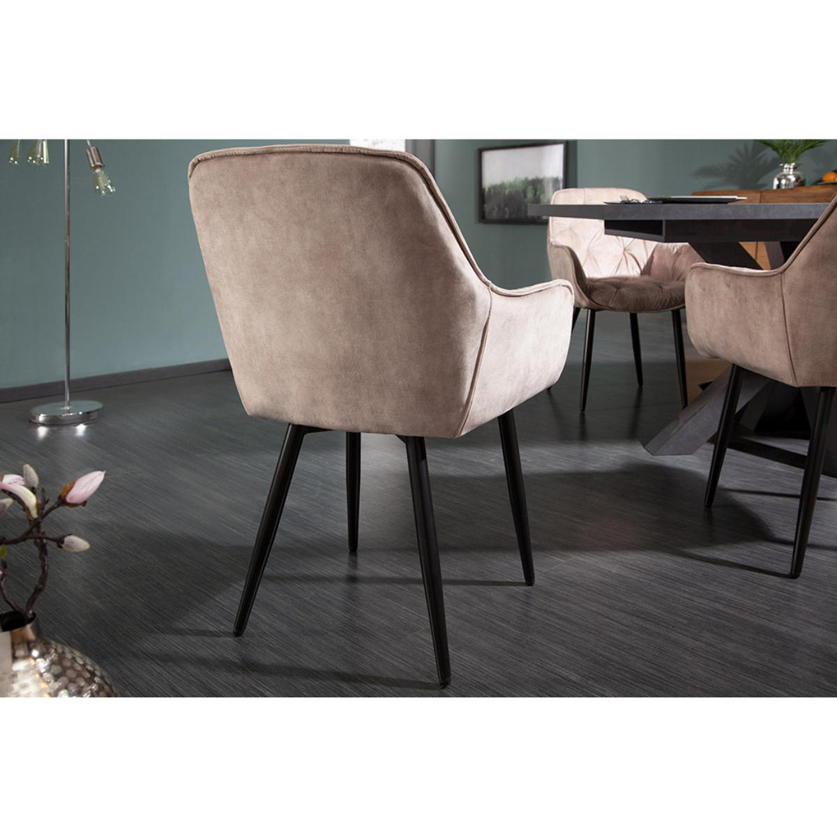 STUHL MILANO Samt Champagner, Beige - Champagner/Beige, Textil (59/84/62cm) - riess-ambiente