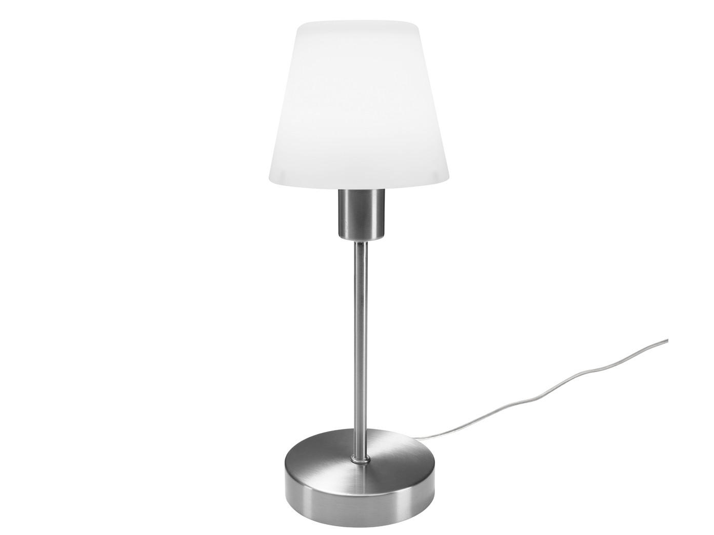 TISCHLEUCHTE Touch dimmbar, Höhe 32cm mit Glas Lampenschirm - Silberfarben/Weiß, Glas/Metall (12/12/32cm) - meineWunschleuchte