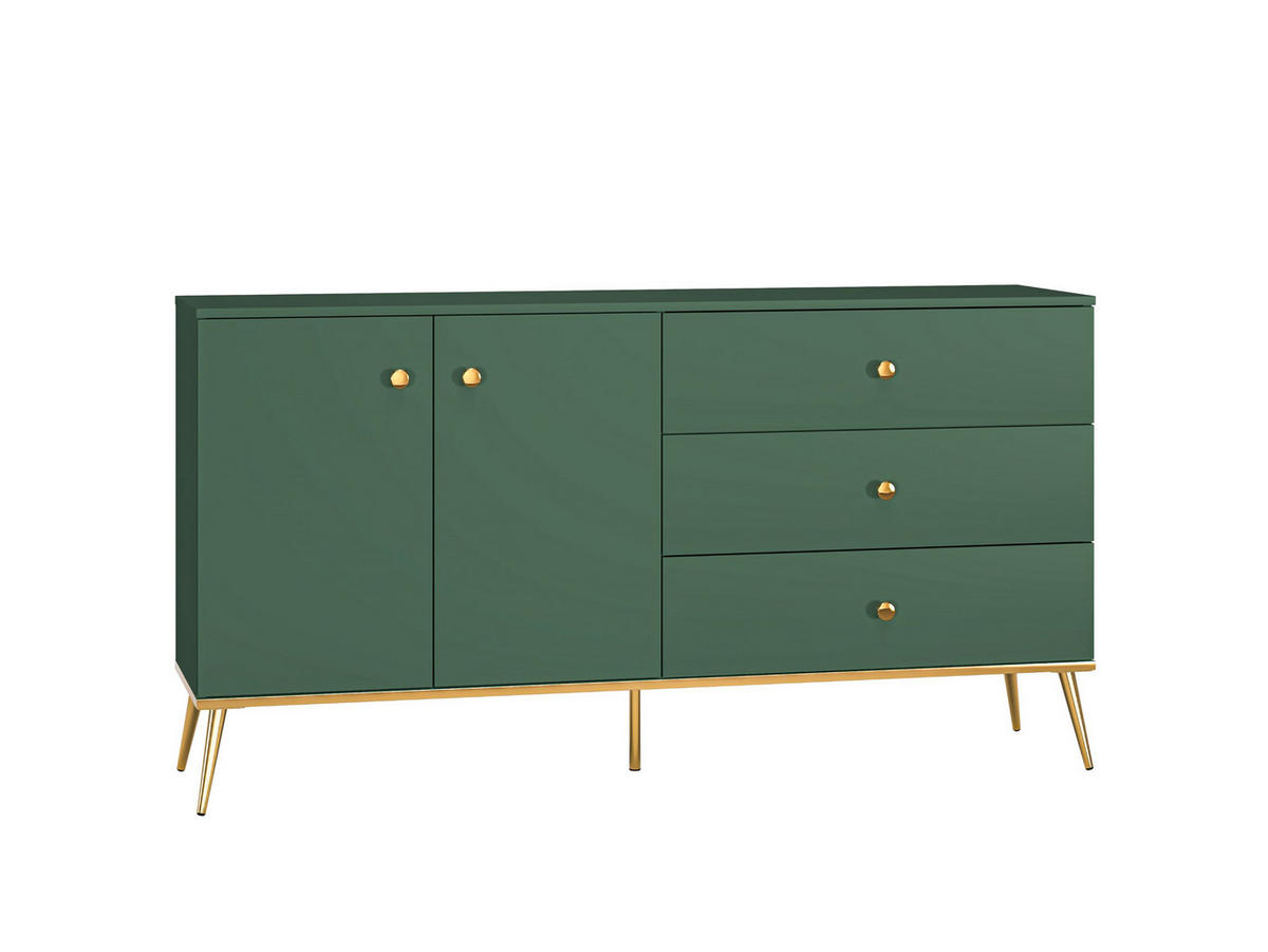 SIDEBOARD Forest dunkelgrün / gold 160 / 40 / 85cm - Dunkelgrün/Grün, Holz/Holzwerkstoff (160/85/40cm) - Feldmann-Wohnen