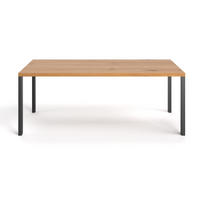 ESSTISCH Ramme aus massivem Eichenholz 240x80 cm - Eichefarben/Schwarz, Holz/Metall (240/80/75cm) - Danzz