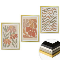 WANDBILDER 3er Set - 40x60 cm Goldrahmen - Abstrakte Pastellblumen - Goldfarben, Kunststoff (40/60cm) - ArtPrintCave