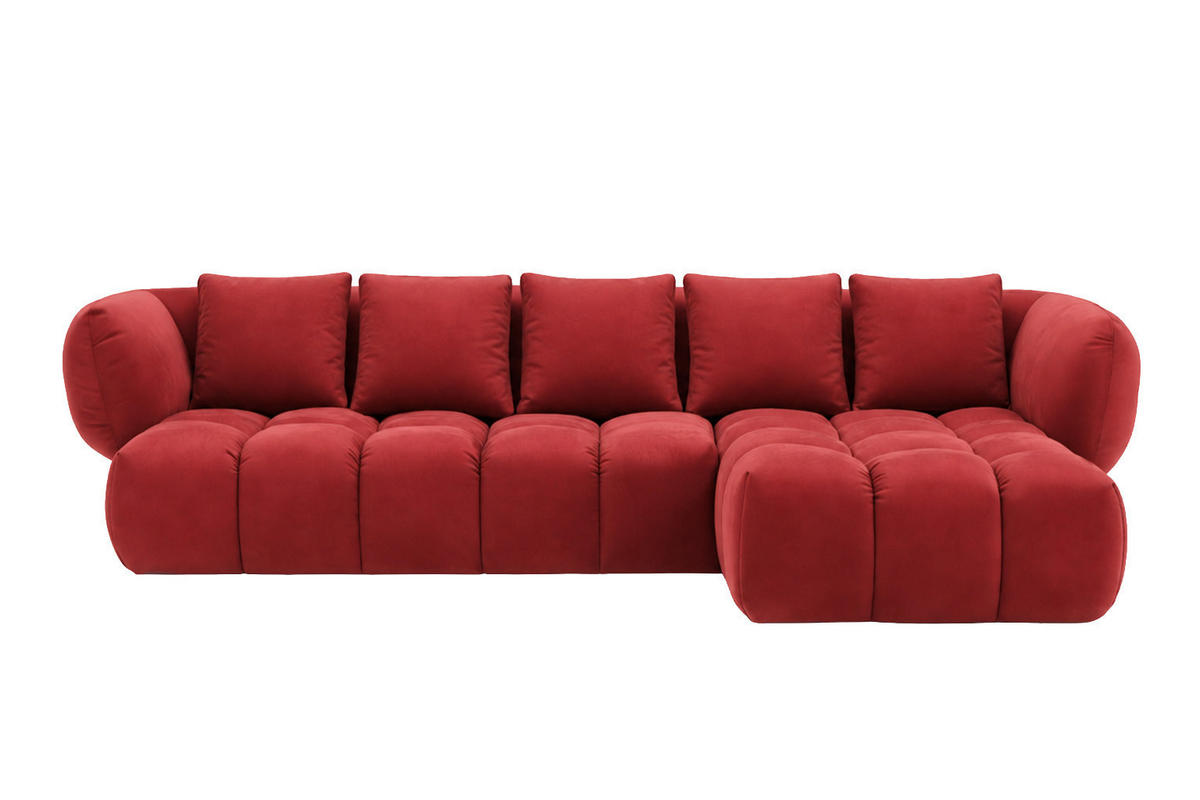 ECKSOFA L-Form, Veloursstoff Bluvel, Rotwein, Rechts, SEVIO L - Weinrot, Holz (242/175cm) - Kaiser Möbel