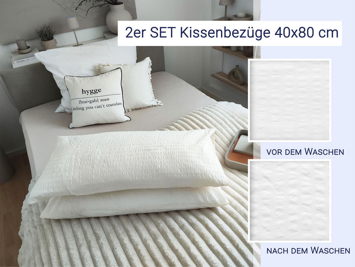 KISSENBEZUG, 2er-Set, 40x80 cm, 100% Baumwolle, Weiß - Weiß, Textil (40/80cm) - Zollner