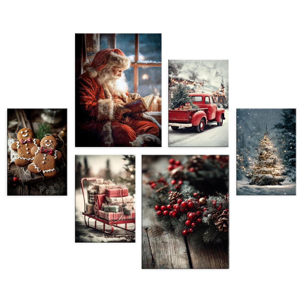 BILDERSET 6er-Set 30x40 cm + 20x30 cm Weihnachten - Anthrazit, Kunststoff (105/85/2cm) - artissimo