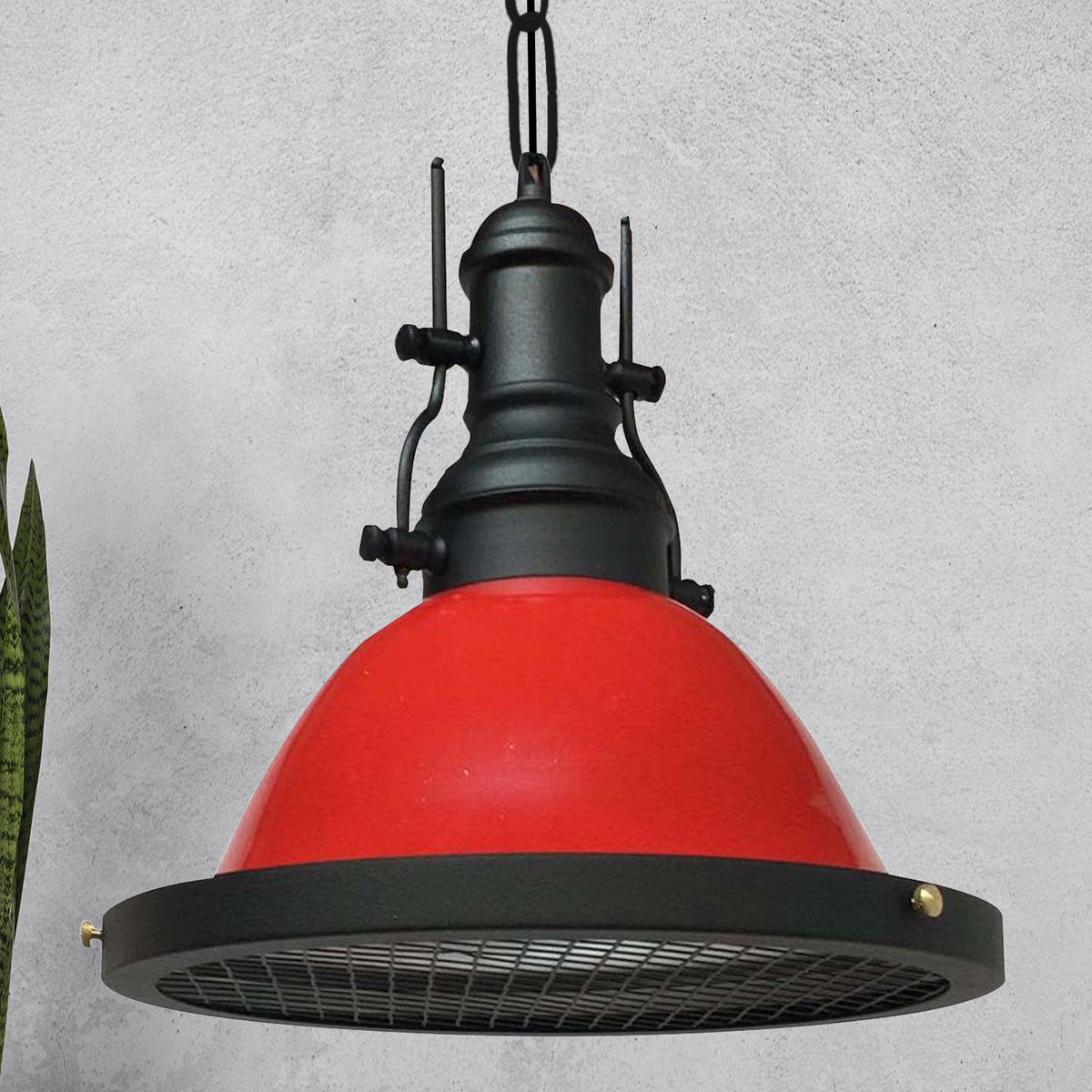 PENDELLEUCHTE Turami 31/35 cm - Rot/Schwarz, Metall (31/35cm) - Bamyum