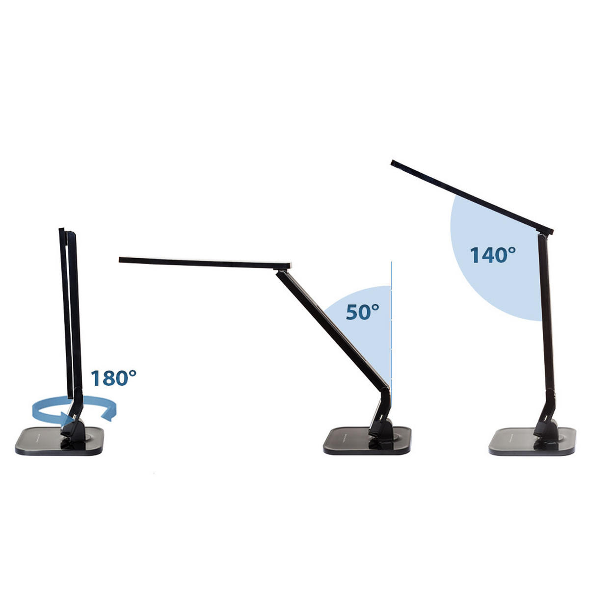 SCHREIBTISCHLAMPE ,inklusive USB-Anschluss,schwarz - Schwarz, Kunststoff (46/2.1/18cm) - tectake