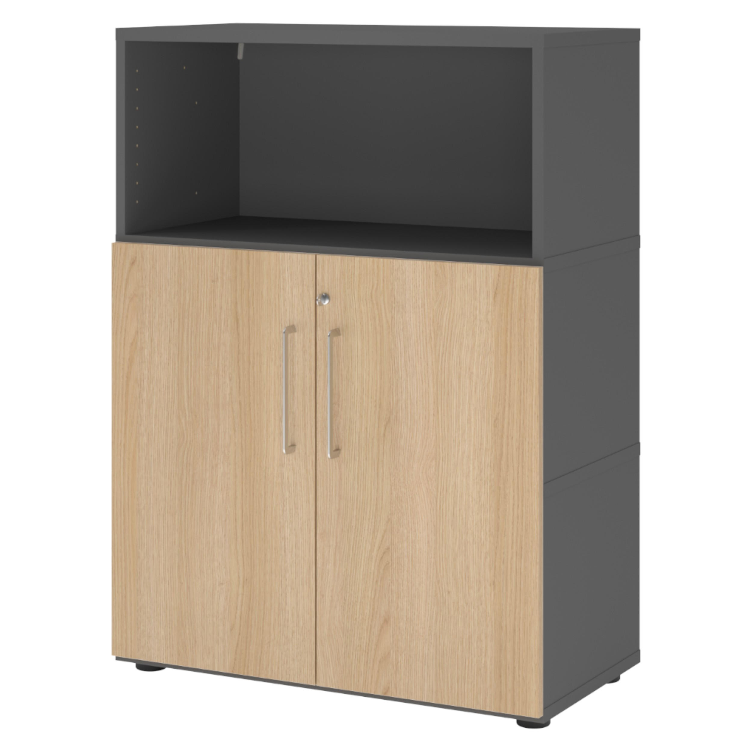 bümö Aktenschrank Graphit, Eiche 80x110x41.7 cm