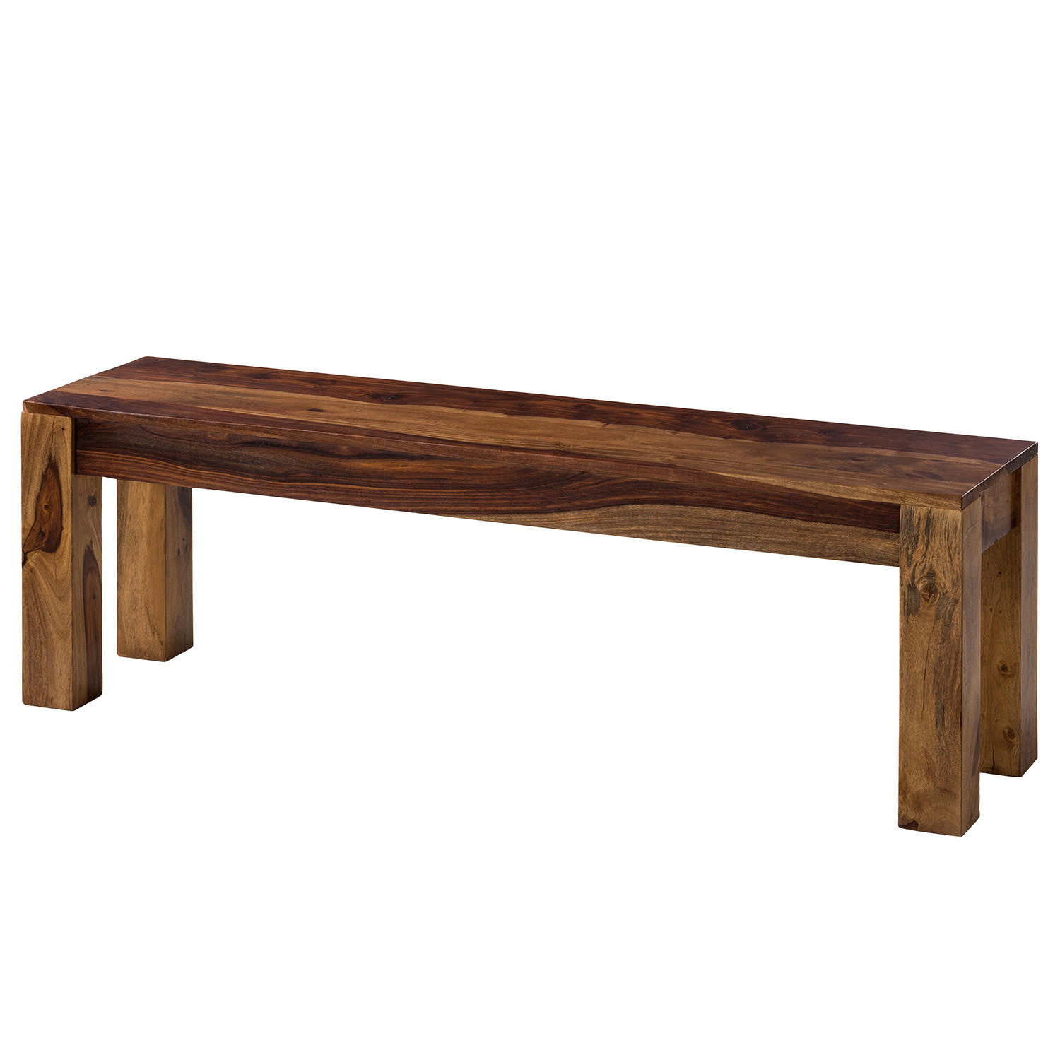 SITZBANK - Massivholz - Sheesham Honig Dunkel - Sheeshamfarben, Holz (140/45/35cm) - home24