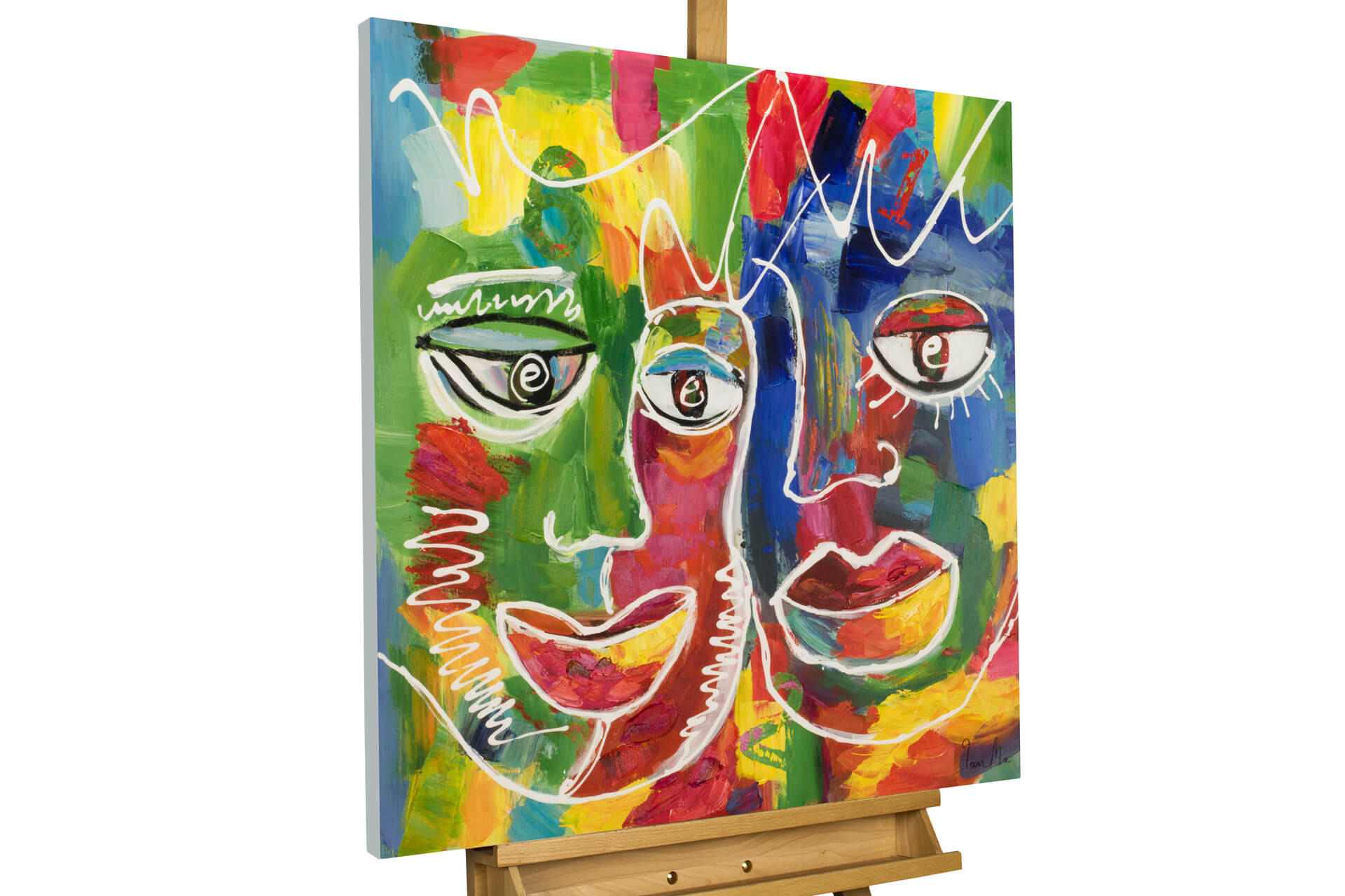 RUČNE MAĽOVANÝ AKRYLOVÝ OBRAZ 80/80 cm, viacfarebný, figurálny motív - viacfarebná, drevo/textil (80/80cm) - KUNSTLOFT