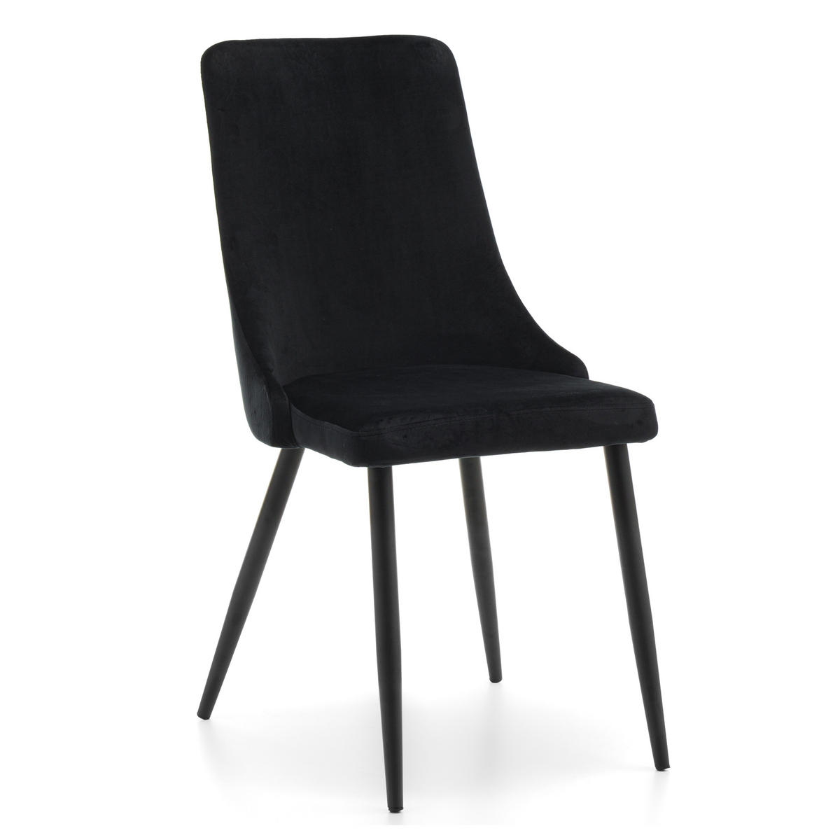 STUHL UNO gepolstert - schwarz - Samt Velours - Schwarz, Textil/Metall (48/95/57cm) - NEW HOME