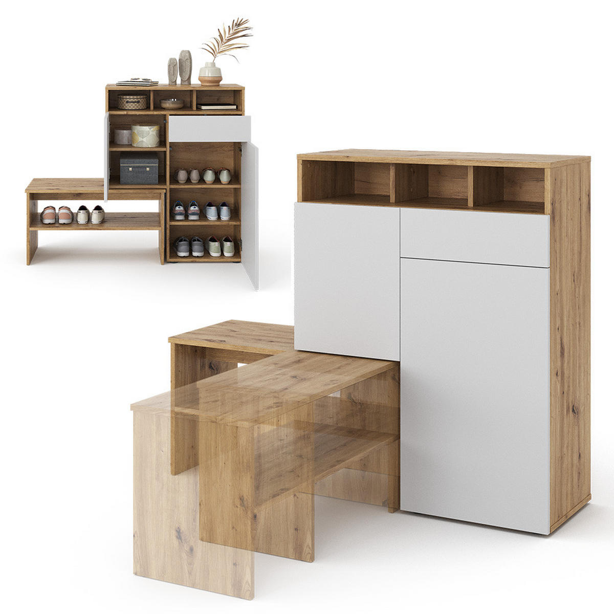 SCHUHSCHRANK Selena Braun 124.5 x 102 cm - Braun, Holzwerkstoff (124.5/102/35cm) - Vicco
