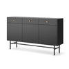 SIDEBOARD Dinley 3T 3S Schwarz 155/89,4/39 cm – mit schwarzen Beinen im minimalistischen Design - Schwarz, Holzwerkstoff/Metall (155/89.4/39cm) - AX Living