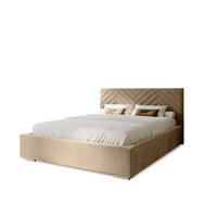 POLSTERBETT Aura 160x200 cm, Doppelbett mit Bettkasten und Lattenrost aus Holz, Velourstoff: Creme - Creme, Holz/Kunststoff (160/200cm) - Marpur