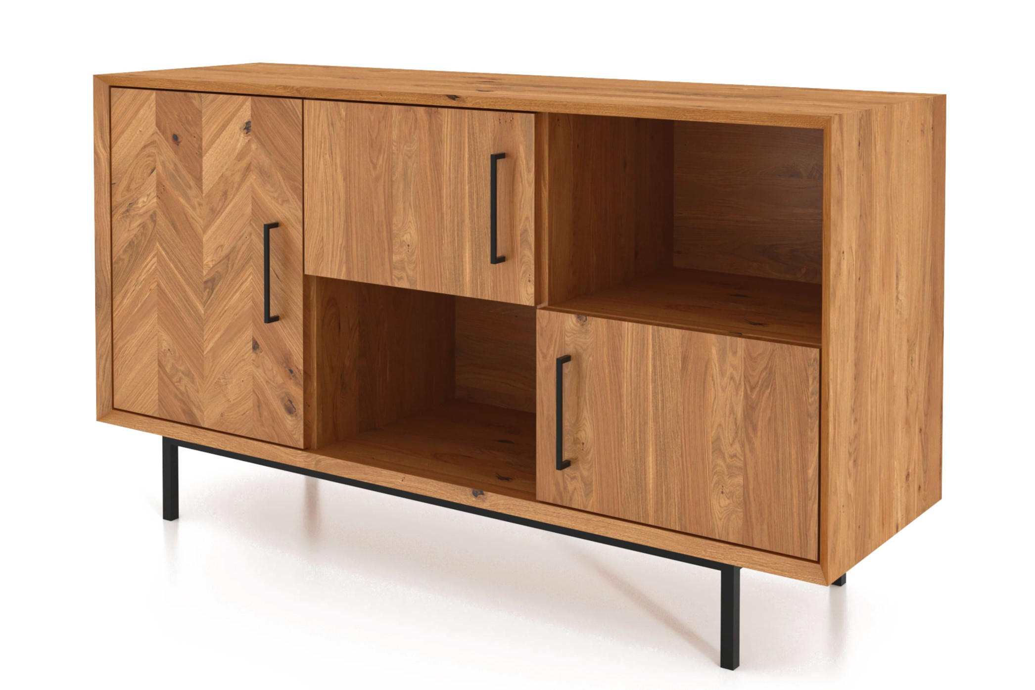 KOMMODE BREIT LEON Wildeiche - Wildeiche, Holz (144/80/45cm) - byoak
