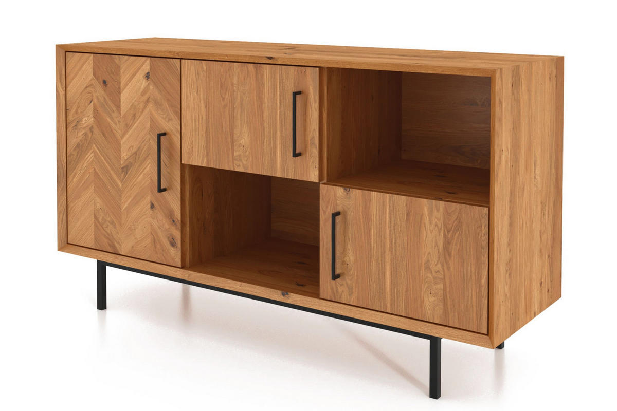 KOMMODE BREIT LEON Wildeiche - Wildeiche, Holz (144/80/45cm) - byoak