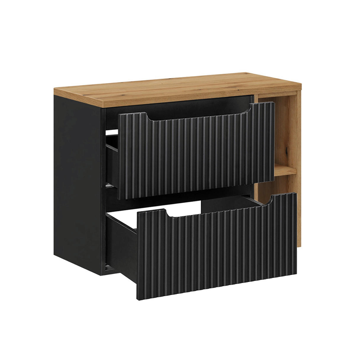 WASCHTISCHUNTERSCHRANK Riva Schwarz und Holz - Schwarz, Holzwerkstoff (40/59/80.4cm) - Petits-meubles