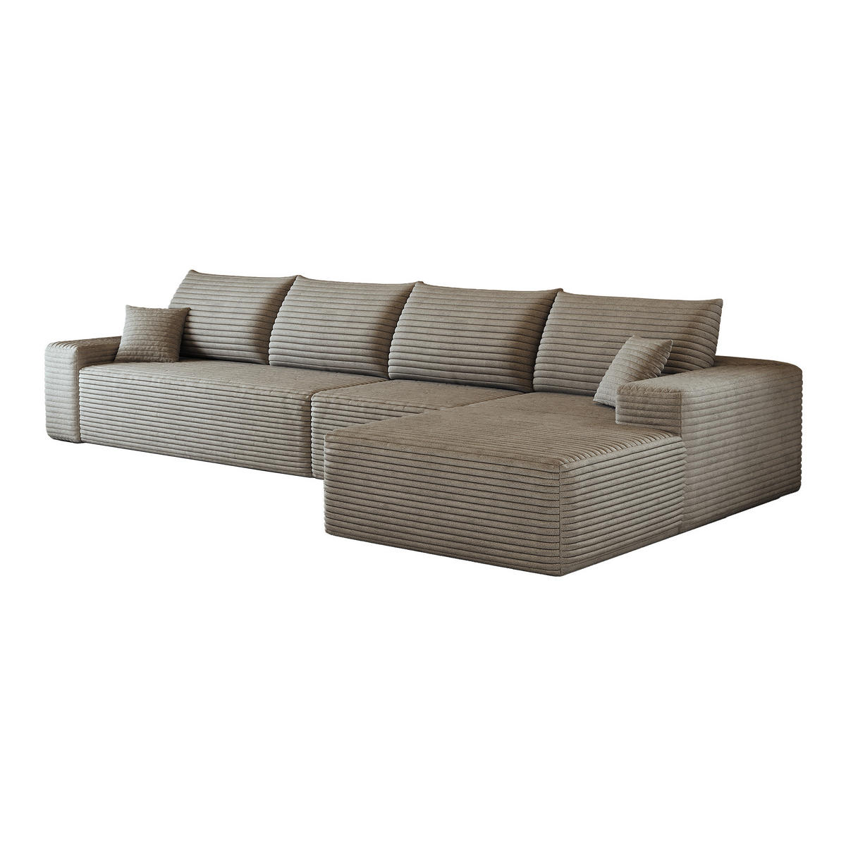 ECKSOFA DE-34857 3-Sitzer Chaiselongue rechts Camel - Sandfarben, Textil (175/270cm) - ComfortXL
