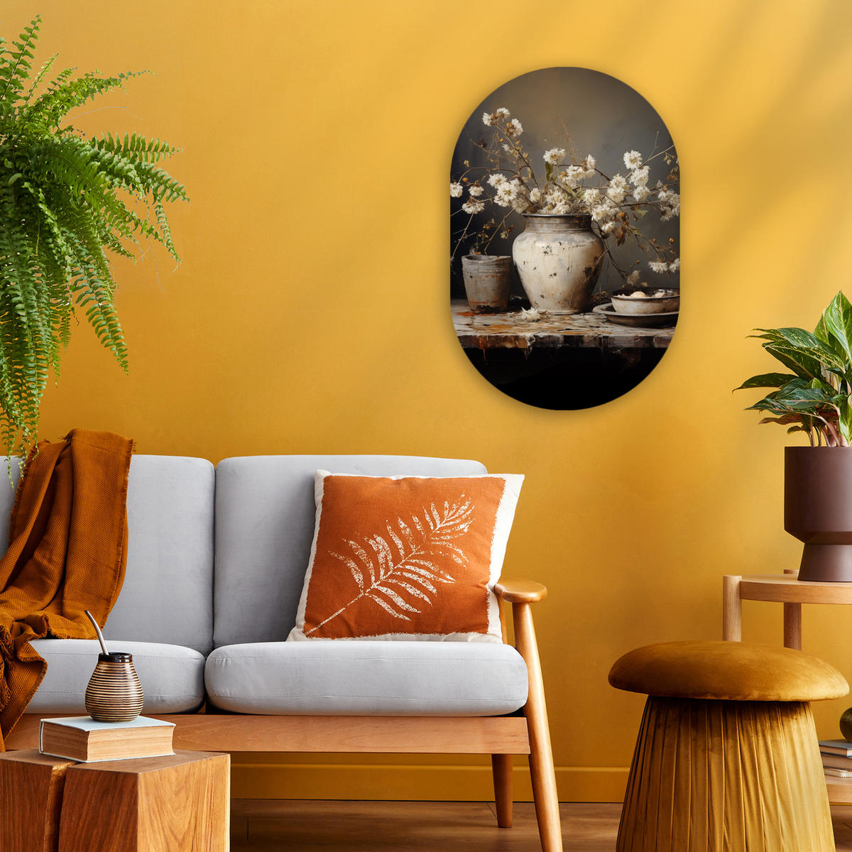 WANDBILD Stilleben - Blumen - Blumenstrauß - Vase - Wein 40x60 cm - Ecru, Kunststoff (40/60cm) - MuchoWow