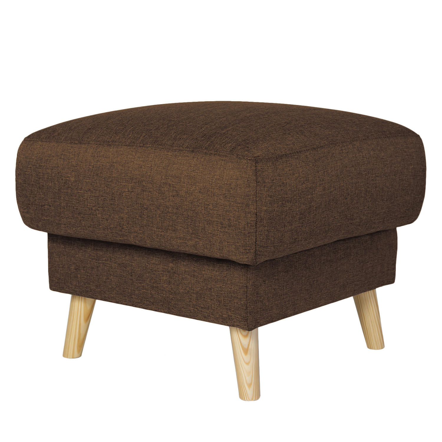 POLSTERHOCKER - Webstoff - Hellbraun/Dunkelbraun, Holz/Textil (77/46/62cm) - home24