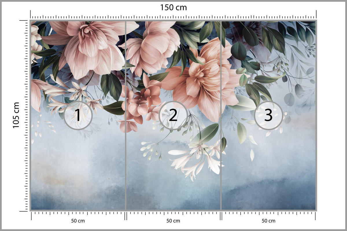 FOTOTAPETE für Schlafzimmer Blumen Blätter Pflanzen Natur 150x105 - Rosa/Weiß, Papier (150/105cm) - Muralo