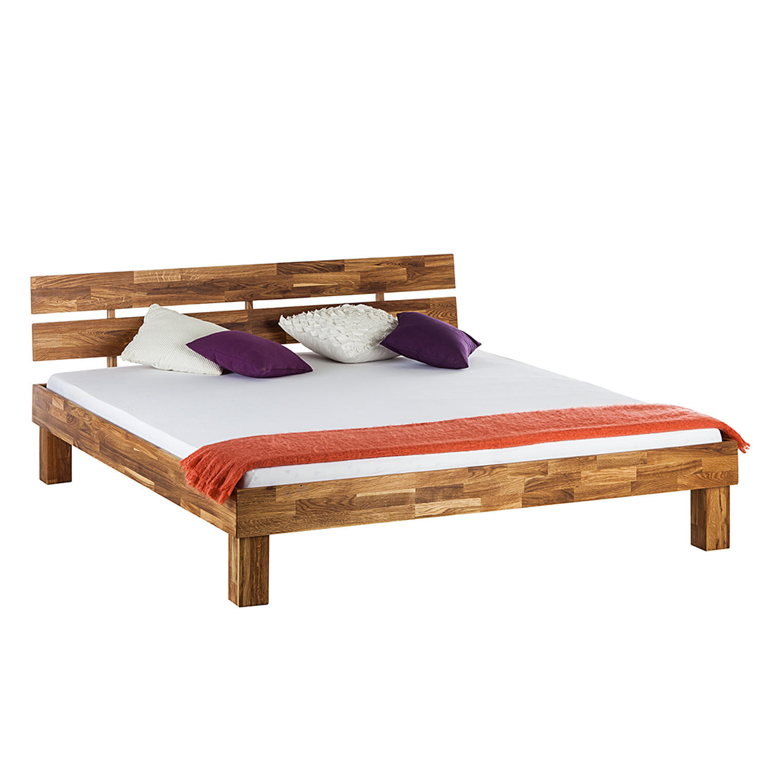 BETT - Massivholz - Eichefarben, Holz (180/200cm) - home24