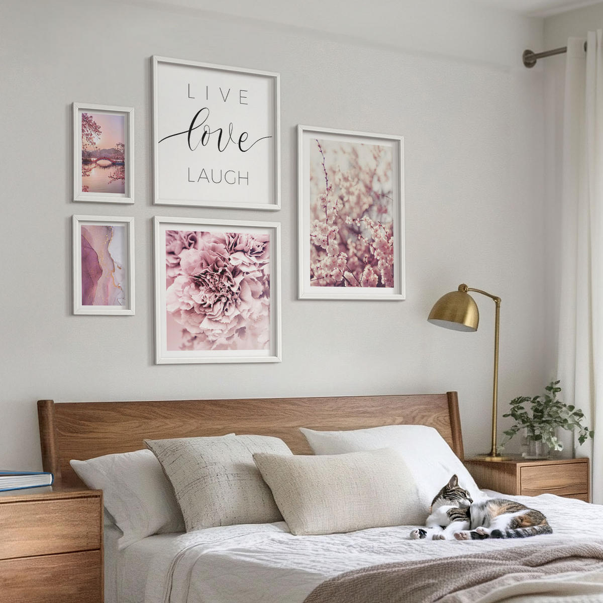 WANDBILDER 5er-Set - 50x50 cm & 20x30 cm & 40x60 cm Weißer Rahmen - Italienische Sonnenuntergänge - Weiß, Kunststoff (40/60cm) - ArtPrintCave