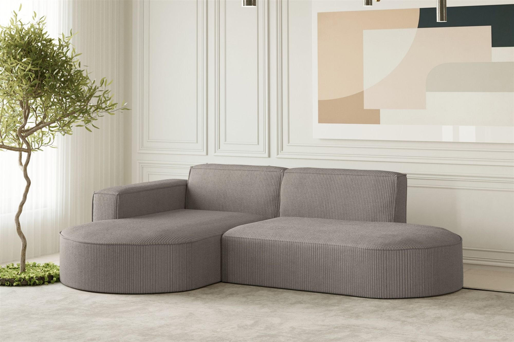 ECKSOFA Palma Xs In Scala - Grau, Holzwerkstoff/Textil (236/165cm) - Fun Möbel