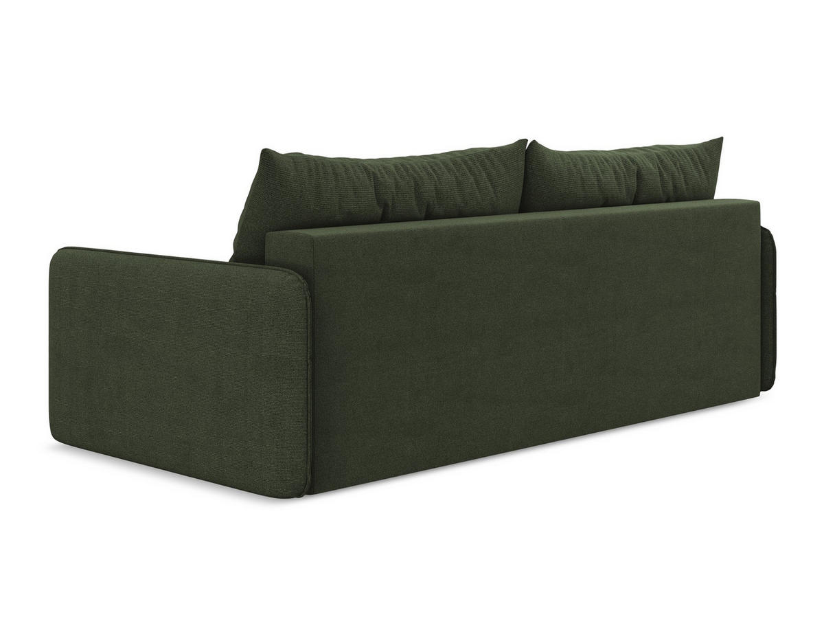 3-SITZER SOFA mit Schlaffunktion Strukturstoff Stoff Grün - Schwarz/Olivgrün, Kunststoff/Textil (216/86/105cm) - Makamii