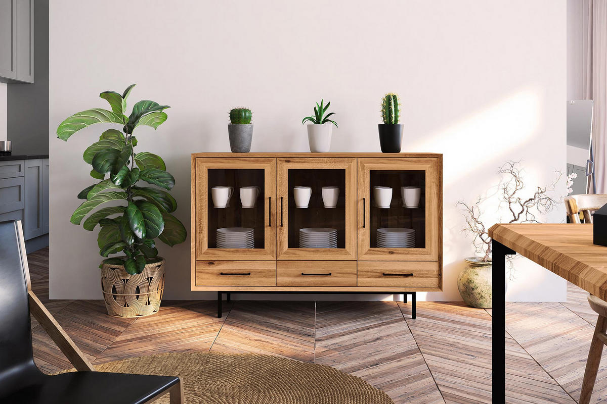 SIDEBOARD LEON Wildeiche - Wildeiche, Holz (144/95/45cm) - byoak
