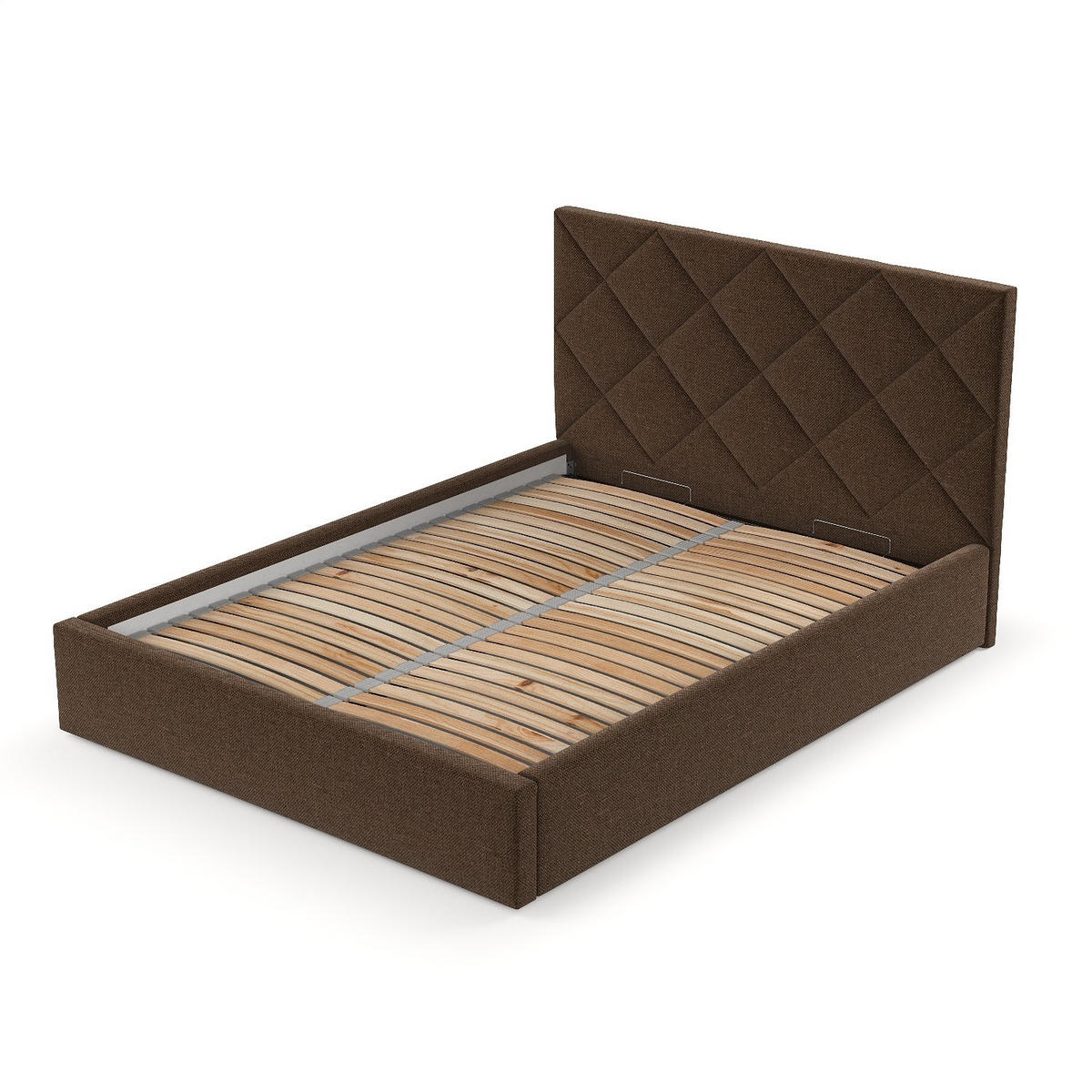 POLSTERBETT Torno 160/200 cm Braun im Inari Stoff - Schwarz/Naturfarben, Holz/Holzwerkstoff (160/200cm) - AltaBeds
