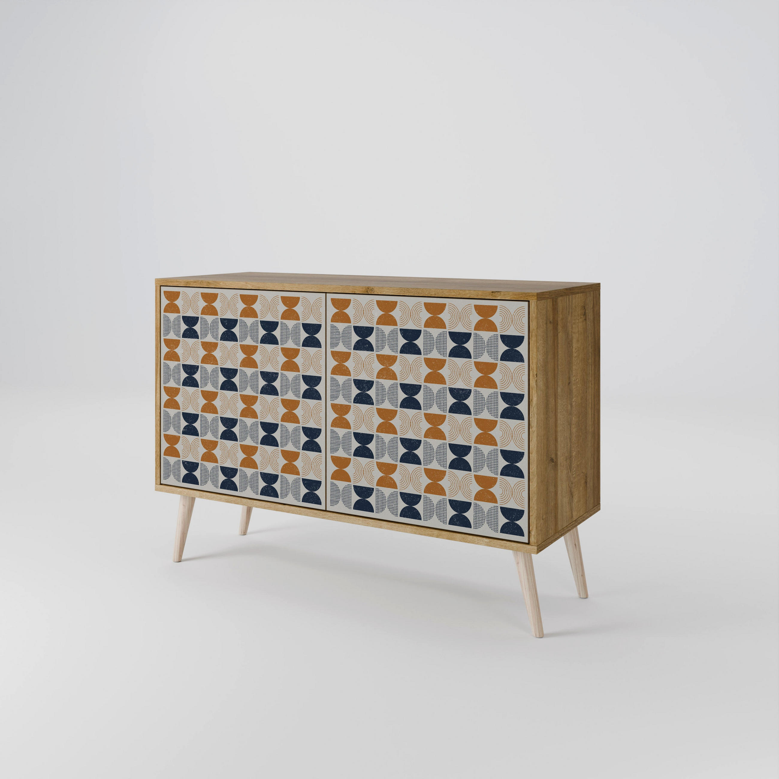 SIDEBOARD REFLECTION RANGE, Eicheneffekt, 111x42x77,5 cm, 2 Türen - Eichefarben/Buchefarben, Holzwerkstoff/Buchenholz (111/77.5/42cm) - SpaceRebels