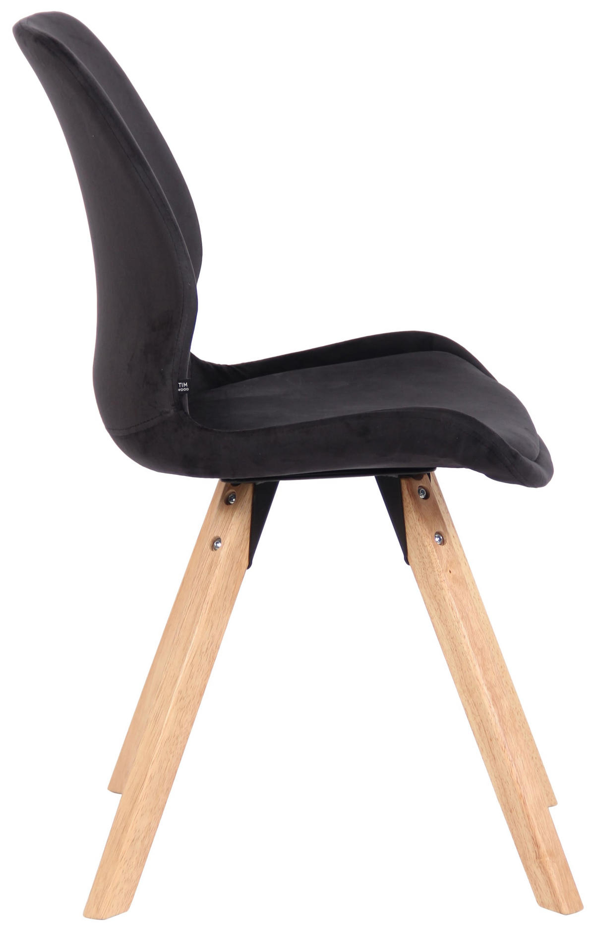 STUHL Samt schwarz - Eukalyptusholzfarben/Schwarz, Holz/Textil (49/87.5/58cm) - CLP