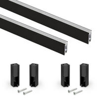 GARDEROBENSTANGEN Luxe, 0,75m mit Halterungen, Aluminium und Kunststoff, Tiefschwarz lackiert, texturiert 2er-set - Schwarz, Metall (80cm) - EMUCA