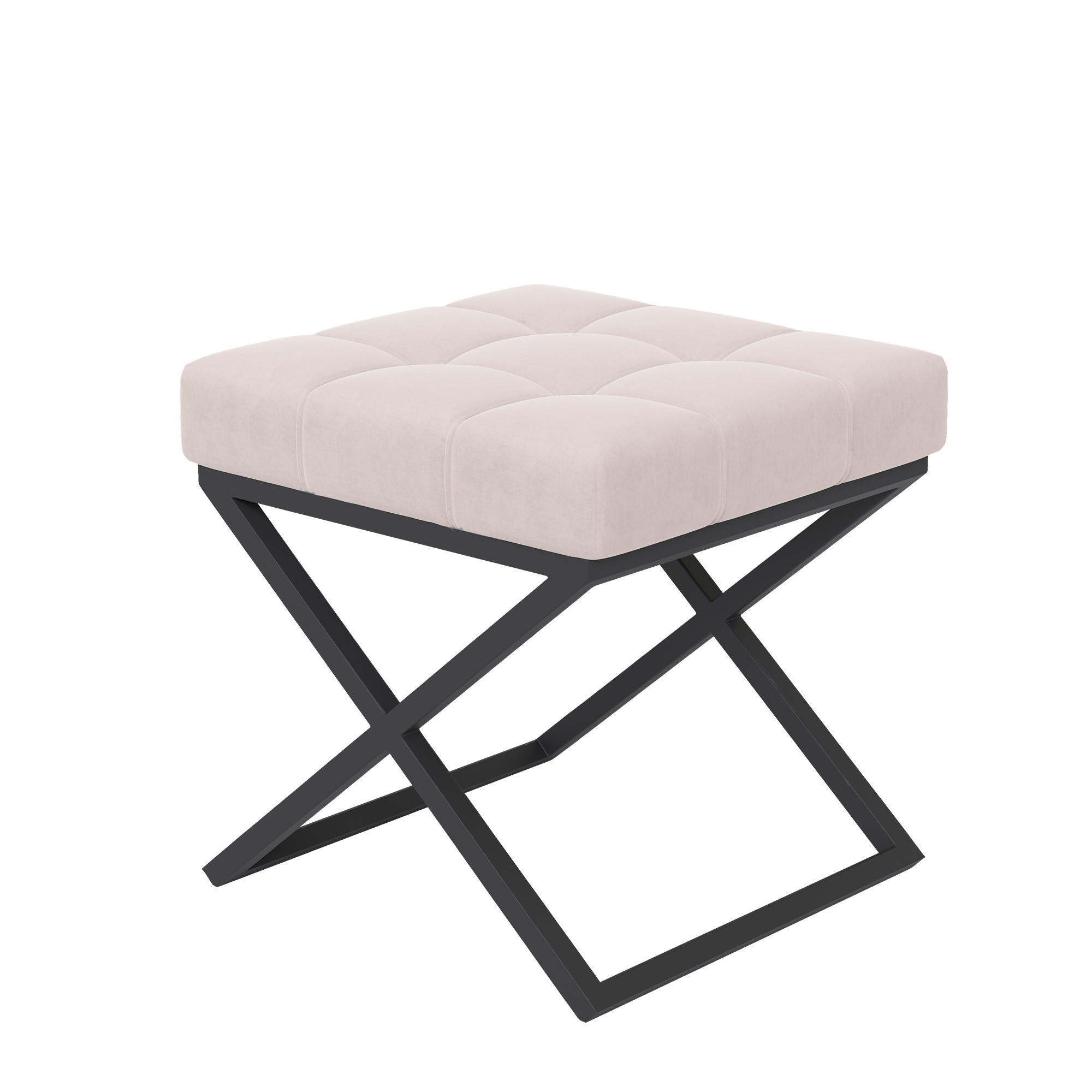HOCKER LIND 45/45/45 cm, Schwarz / Beige - Beige/Schwarz, Textil/Metall (45/45/45cm) - Idohome
