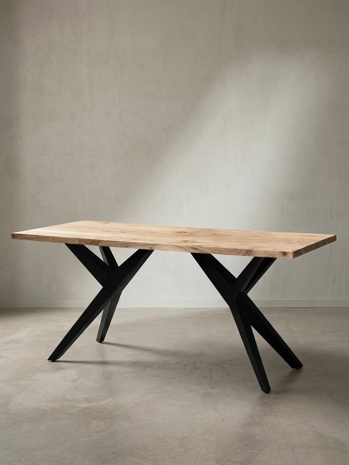 ESSTISCH Massivholz Metall Rechteckig Loft-Stil, Akazie 200x100x76 cm - Schwarz/Akaziefarben, Holz/Metall (100/200/76cm) - KADIMA DESIGN