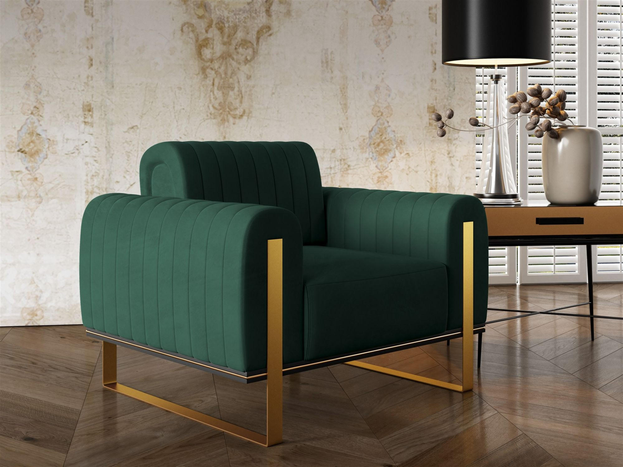 SESSEL Valerie - Grün, Holzwerkstoff/Textil (106/79/90cm) - Fun Möbel