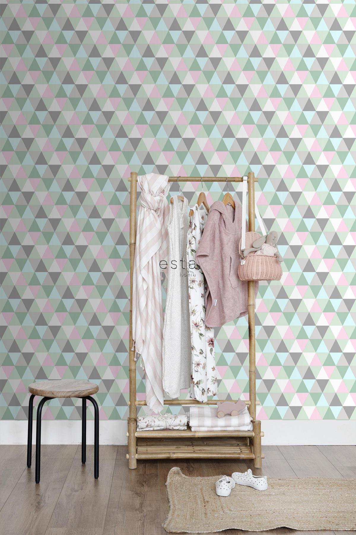 TAPETE Dreiecke 53 cm x 10.05 m - Pink, Papier (53/0.1cm) - ESTAhome
