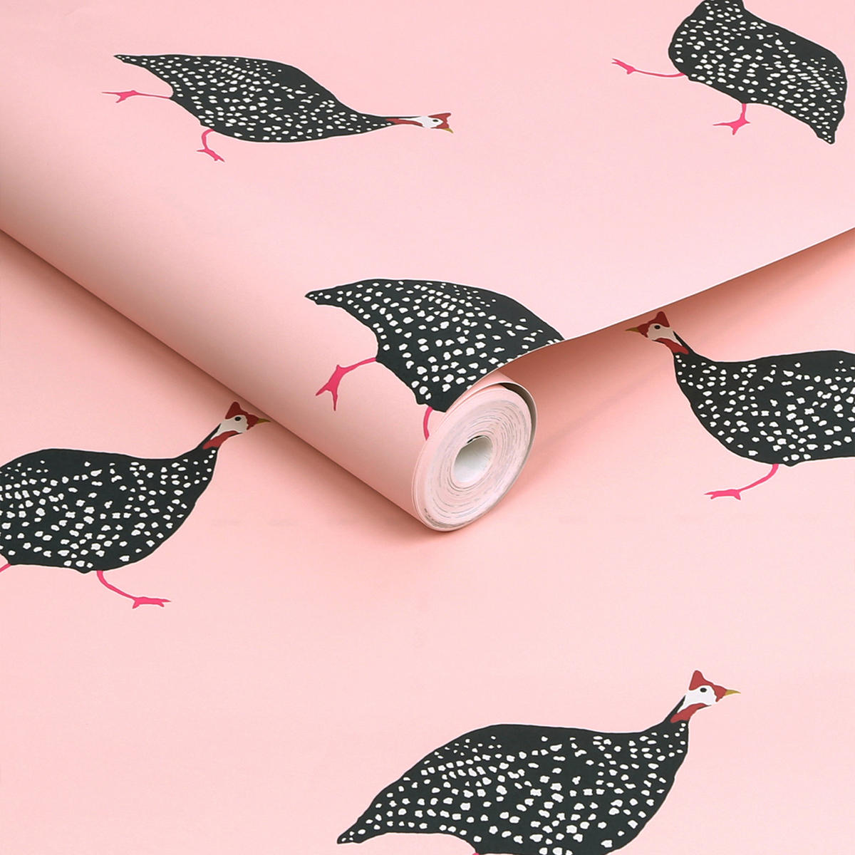 VLIESTAPETE - Perlhuhn Spaziergang - Pink, Papier/Kunststoff (52/1000cm) - Joules