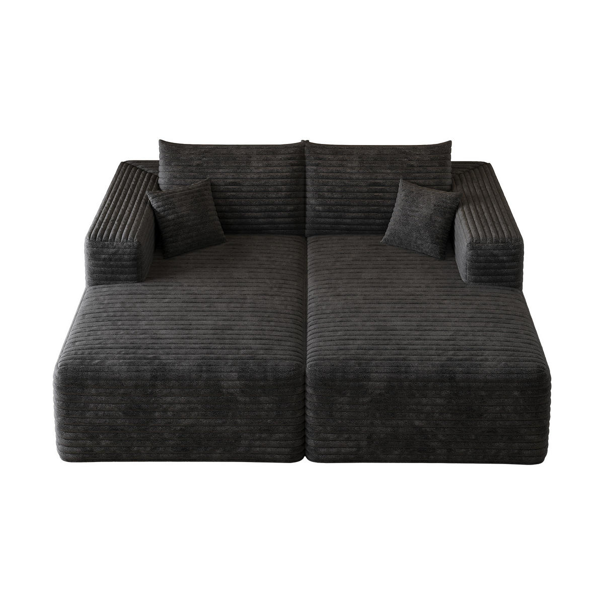 SCHLAFSOFA DE-34891 mit Chaiselongue Schwarz - Schwarz, Textil (151/180cm) - ComfortXL