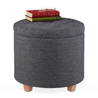 SITZHOCKER - Anthrazit, Holz/Holzwerkstoff (44/41/44cm) - Relaxdays