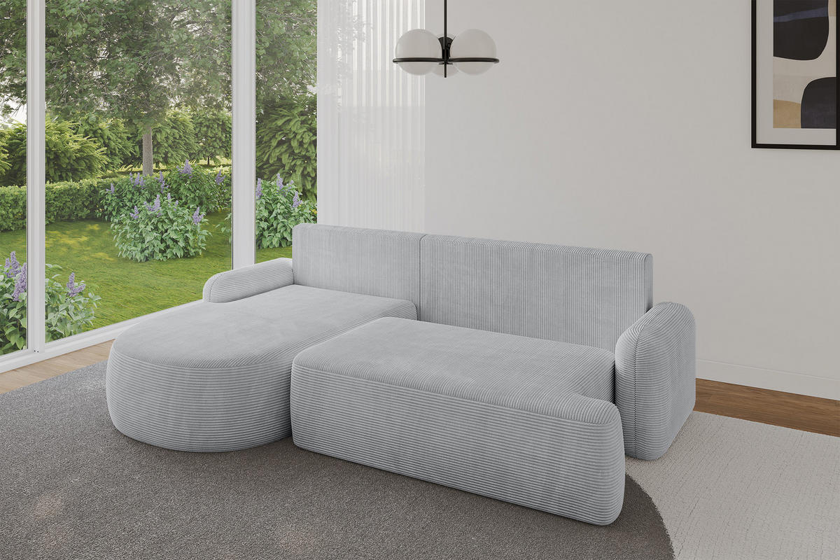 WOHNLANDSCHAFT mit Schlaffunktion und Bettkasten LIRA-L - 264x172x89Grau - Grau, Holzwerkstoff/Textil (264/172cm) - ALTDECOR