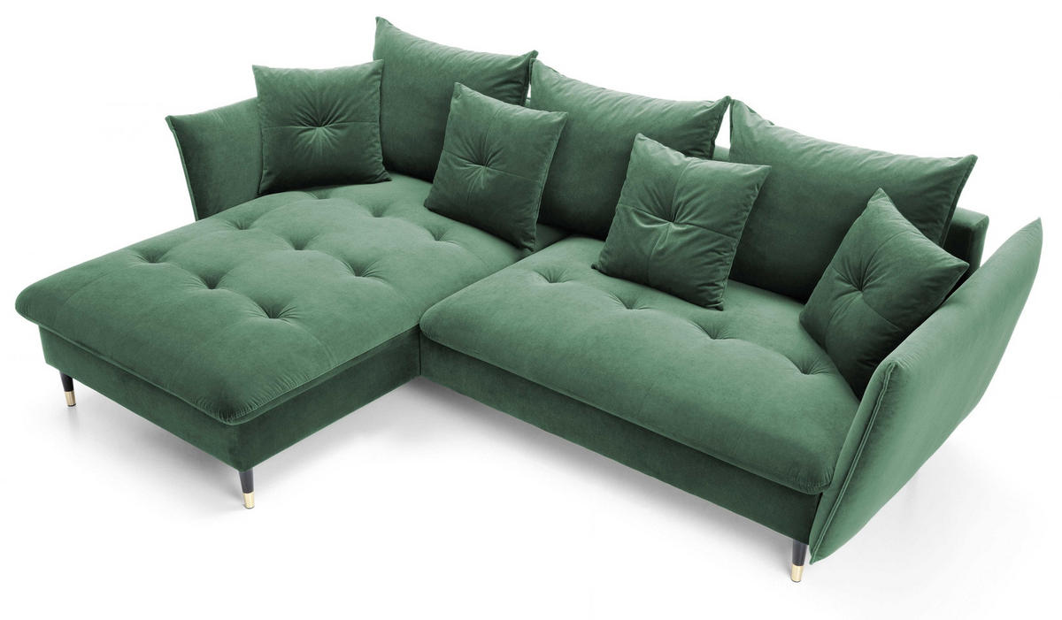 ECKSOFA 260 cm Sagir mit Schalffunktion, Bettkasten, Links - Grün - Schwarz/Grün, Holz (167/258cm) - Emporius