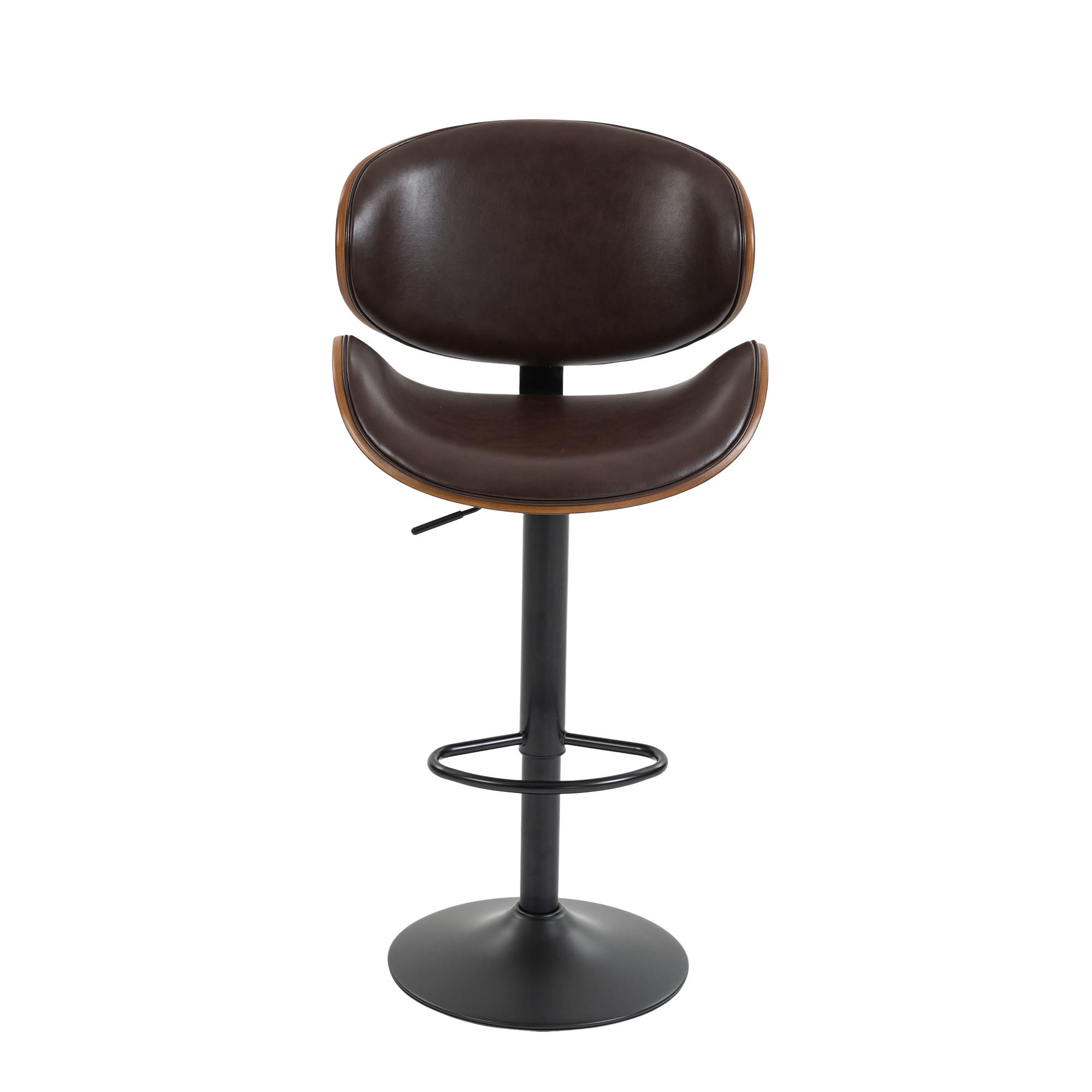 BARHOCKER 2er-Set Braun drehbar höhenverstellbar mit Armlehnen & PU-Leder - Braun, Leder (51/93/50cm) - PANGIVO