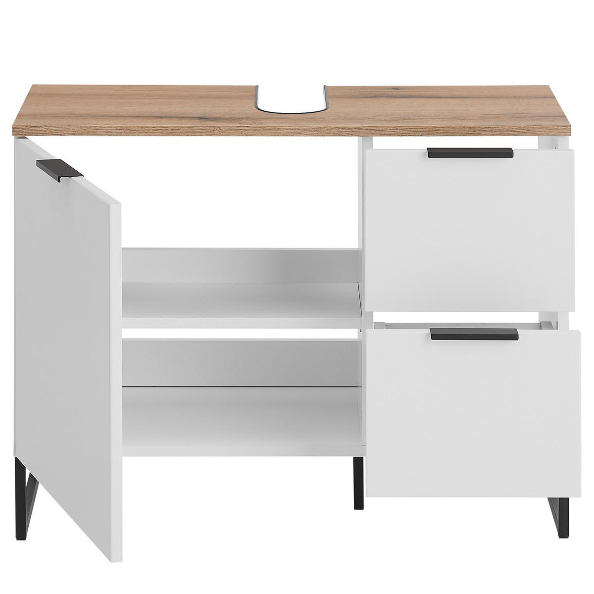 WASCHBECKENUNTERSCHRANK mit 1 Tür - Weiß, Holzwerkstoff (80/60/35cm) - home24