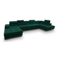 WOHNLANDSCHAFT TORIVA R-S Grün Velours-Stoff mit Schlaffunktion - Grün, Holz (418/90/202cm) - MASSENO