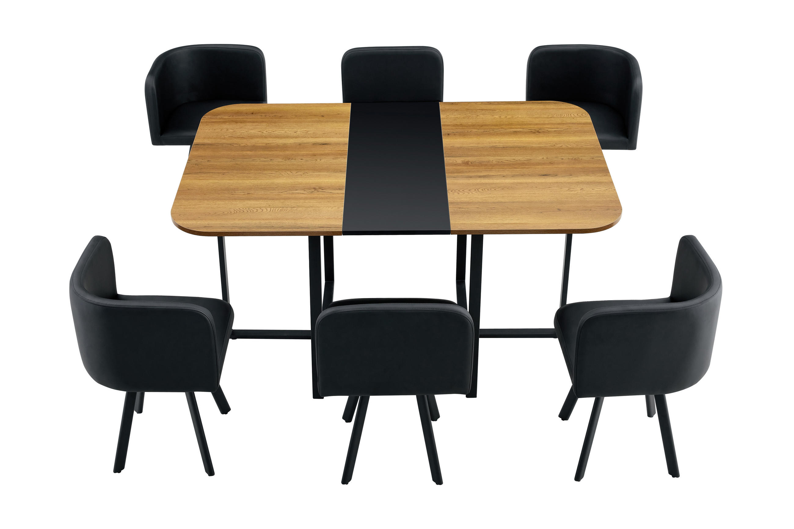 ESSGRUPPE DE-39496 ausziehbar, mit 4 Stühlen und Metallgestell Schwarz - Schwarz, Holzwerkstoff (150/79/100cm) - ComfortXL